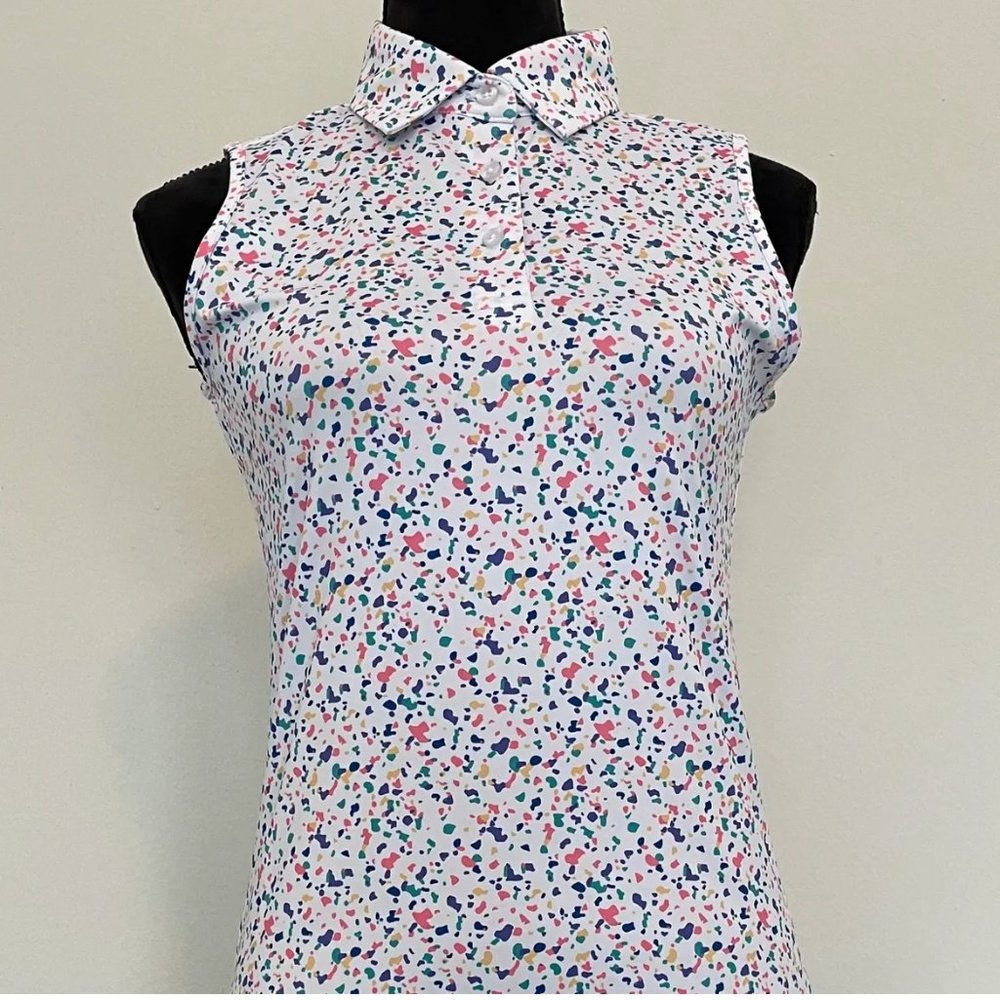 CS Ladies Sleeveless Confetti Print Polo